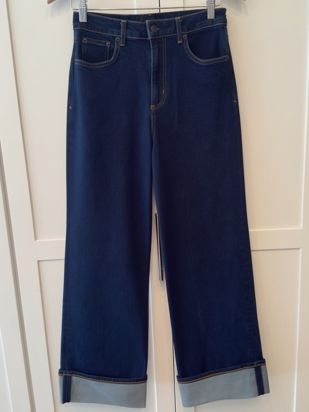 Rails The Getty High Rise Wide Leg Cuffed Jeans Midnight Blues Size 27